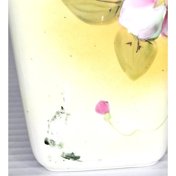 Vtg Nippon Hand-Painted Floral Vase with Handles Square Shape Unique Design - Picture 5 of 11